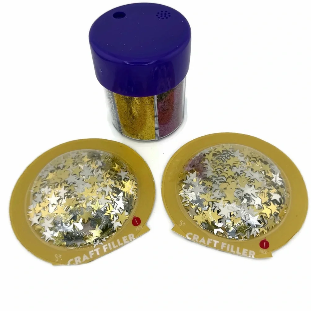 Craft Filler Star Confetti and Glitter Lot of 3 Pieces